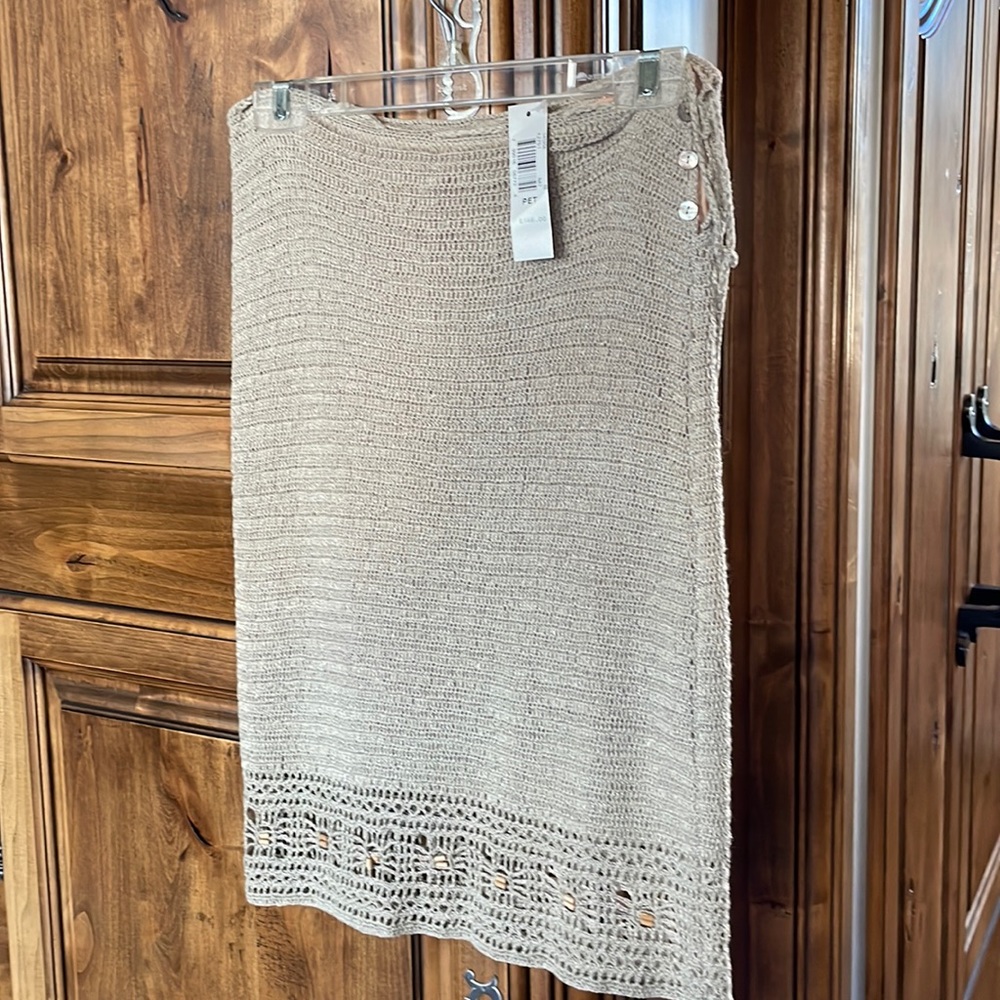 LAUNDRY Linen Blend Khaki Knit Skirt P XS